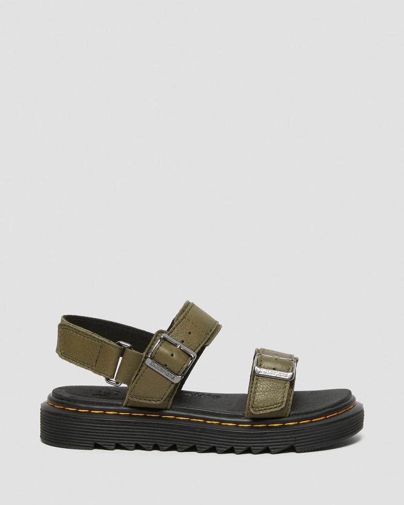 Olive Kids' Dr Martens Junior Kyle Leather Sandals | CA 722LIS